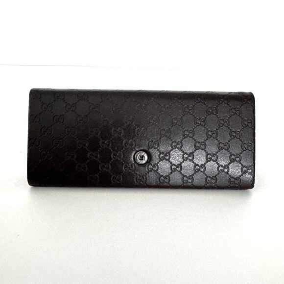 Gucci Leather GG Monogram Foldable Triangle Sunglasses Hard Case Dark Brown main image 11